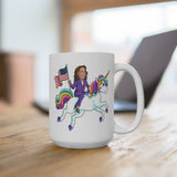 Kamala Harris on a Unicorn - Large 15oz Mug