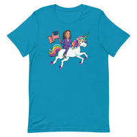 Kamala Harris on a Unicorn - Aqua T-Shirt